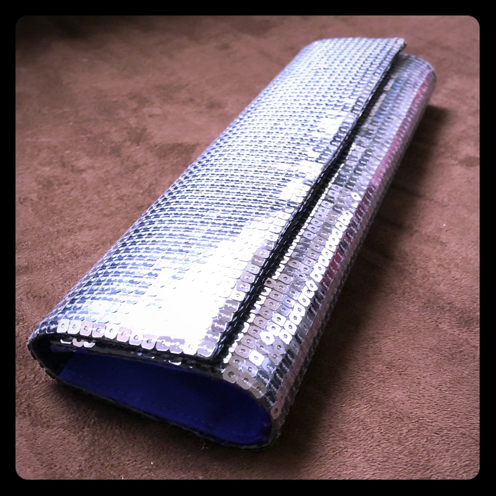BCBGMAXAZRIA slim sequin clutch
